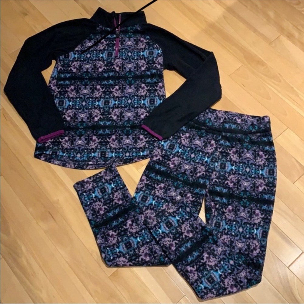 Ripzone Fleece Set: Patterned Quarter Zip Long Sleeve & Pant - size M